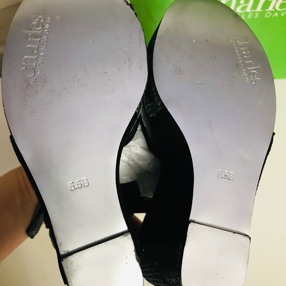 Charles David height wedge black suede sandals - Picture 5 of 5